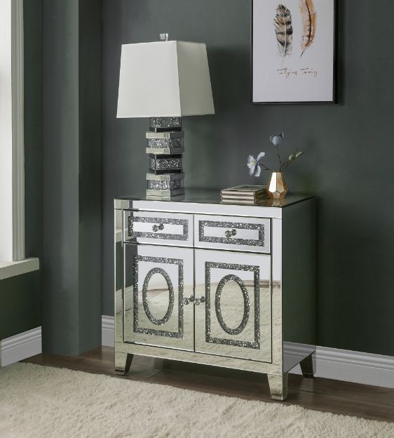 ACME Noralie Mirrored & Faux Diamonds Cabinet Model 97952