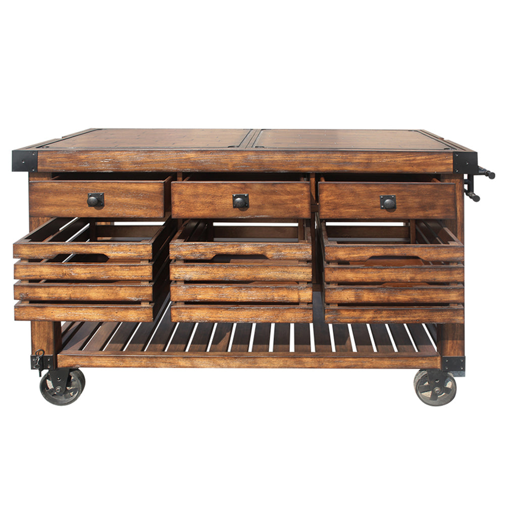 ACME Kaif Distressed Chestnut Kitchen Cart Model 98184