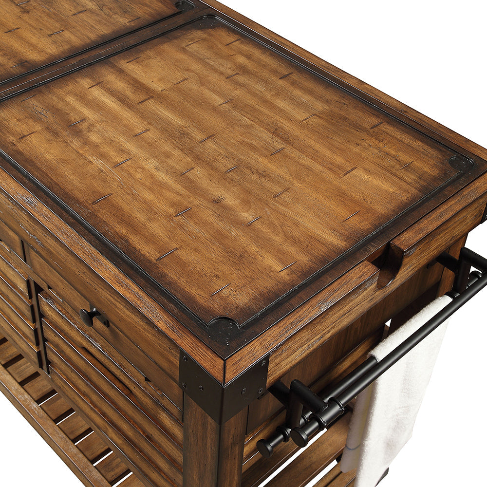 ACME Kaif Distressed Chestnut Kitchen Cart Model 98184