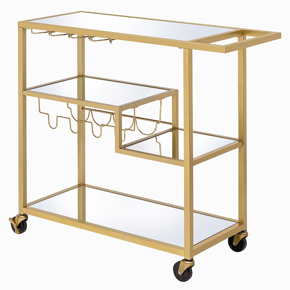 ACME Adamsen Champagne & Mirror Serving Cart Model 98354