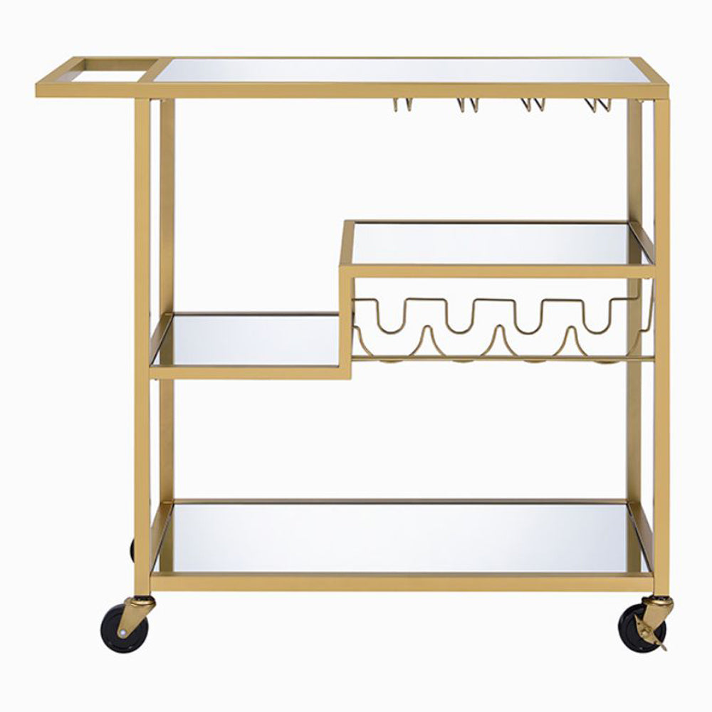 ACME Adamsen Champagne & Mirror Serving Cart Model 98354