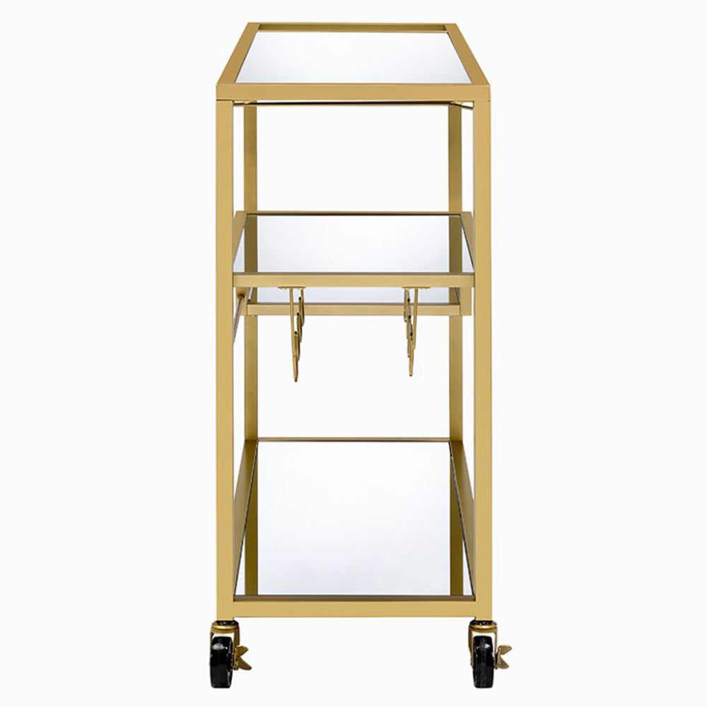 ACME Adamsen Champagne & Mirror Serving Cart Model 98354