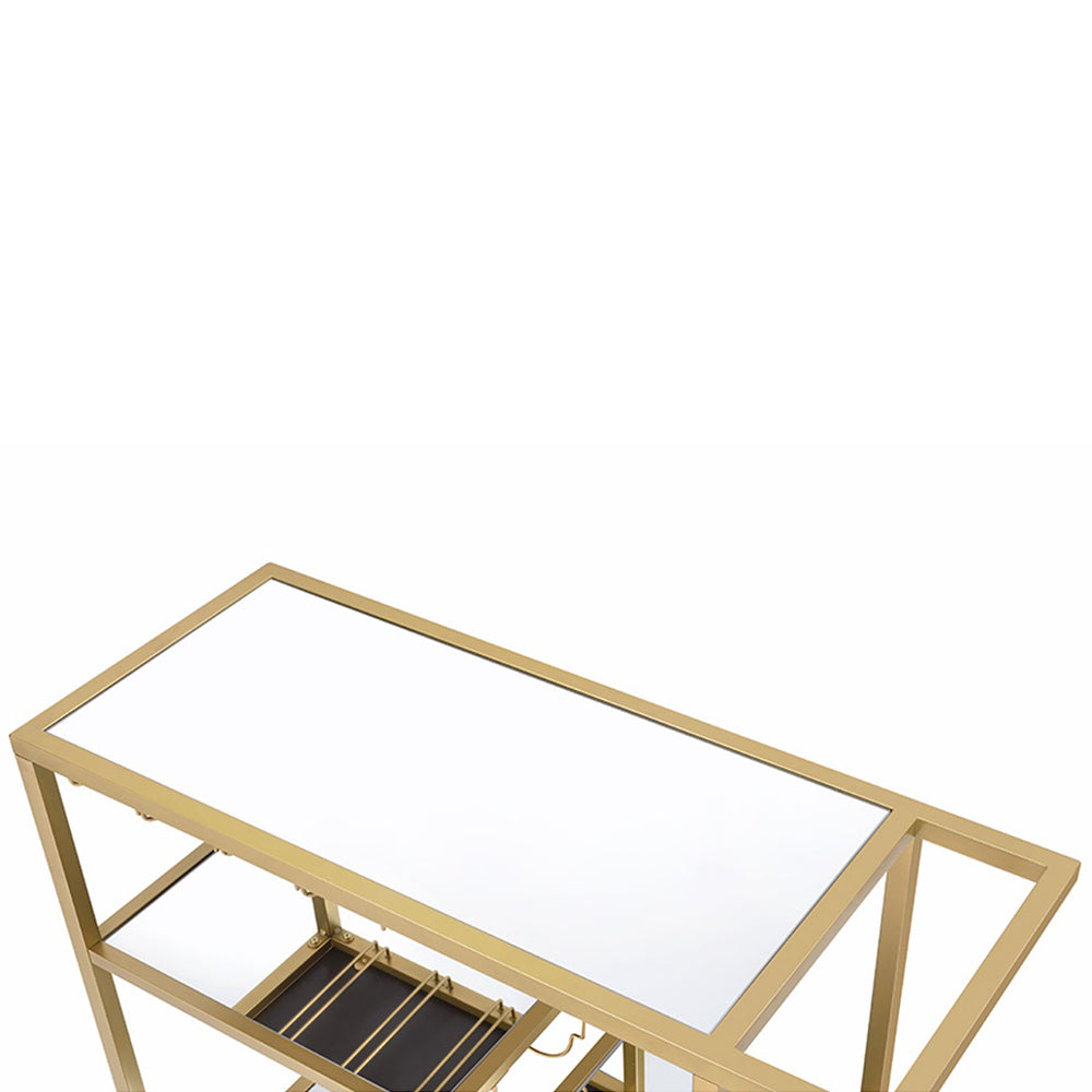 ACME Adamsen Champagne & Mirror Serving Cart Model 98354
