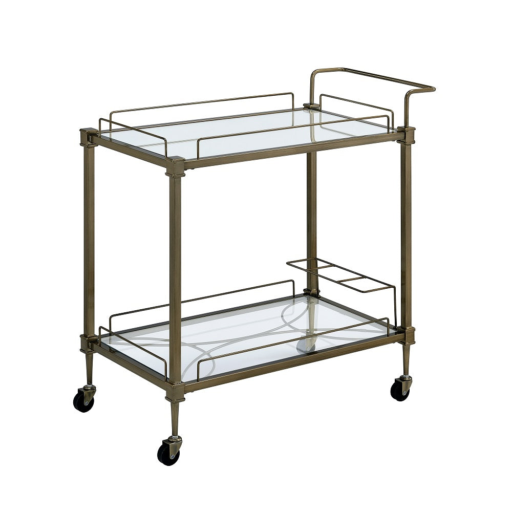 ACME Aditya Mirror & Antique Brass Serving Cart Model AC02597