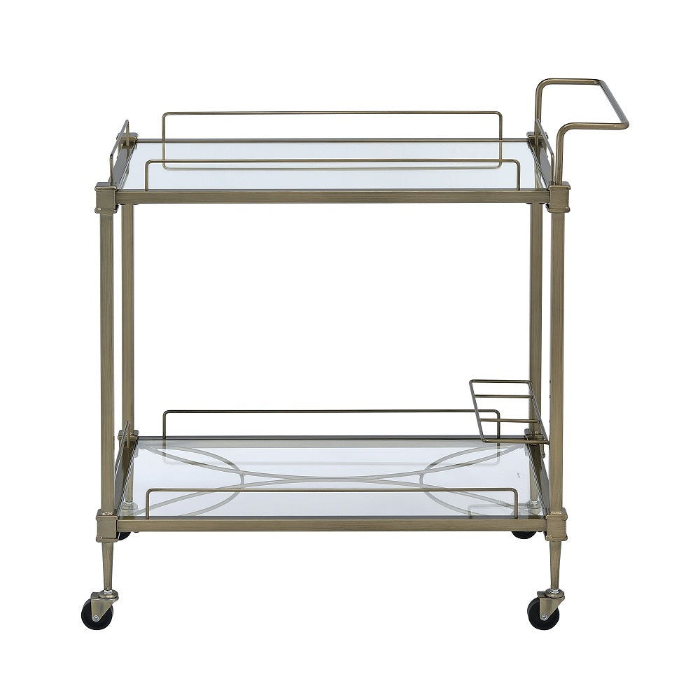 ACME Aditya Mirror & Antique Brass Serving Cart Model AC02597