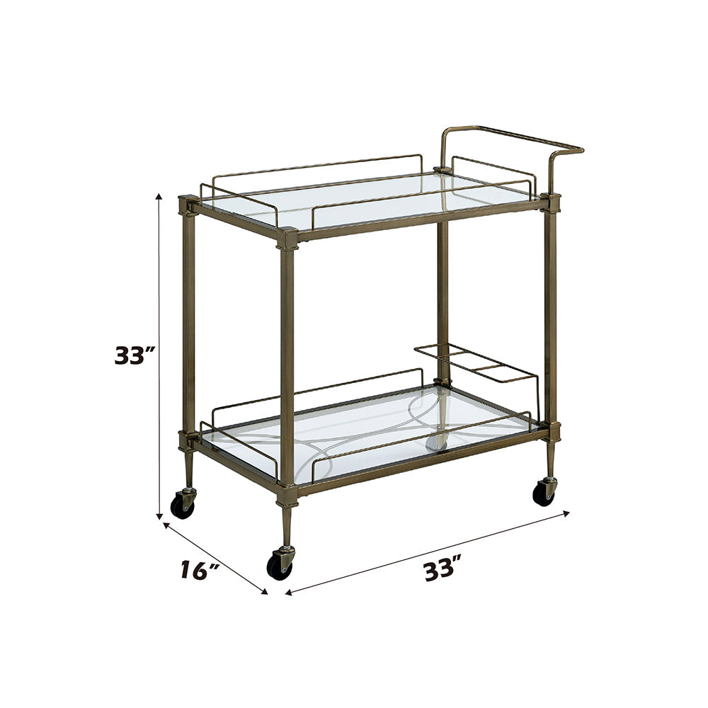 ACME Aditya Mirror & Antique Brass Serving Cart Model AC02597