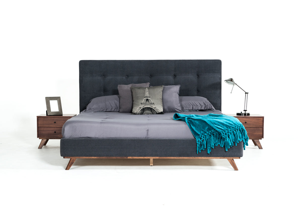 Modrest Addison Mid Century Modern Grey & Walnut Bedroom Set Model VGMABR-38-SET