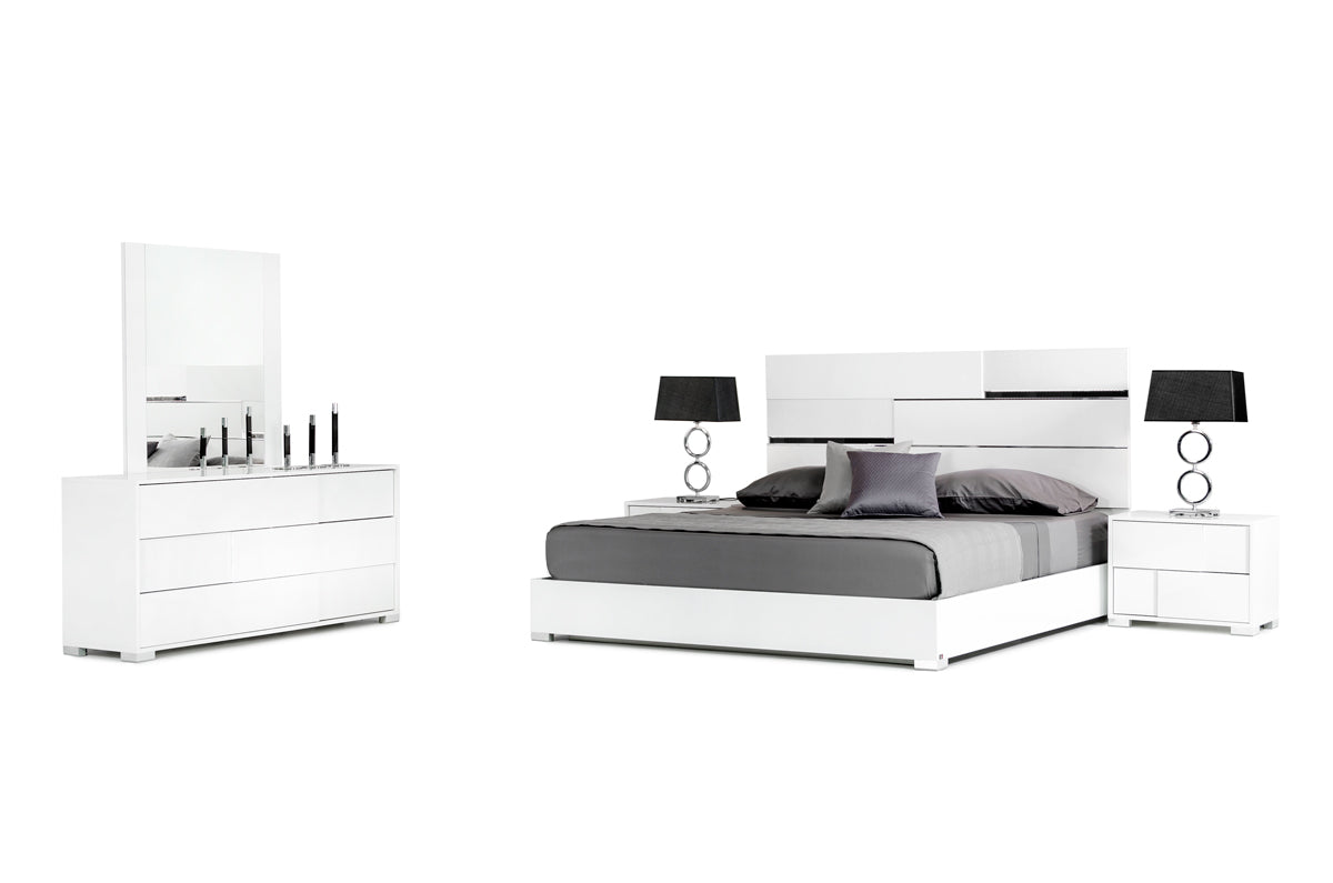 Eastern King Modrest Ancona Italian Modern White Bedroom Set Model VGACANCONA-SET-WHT-EK
