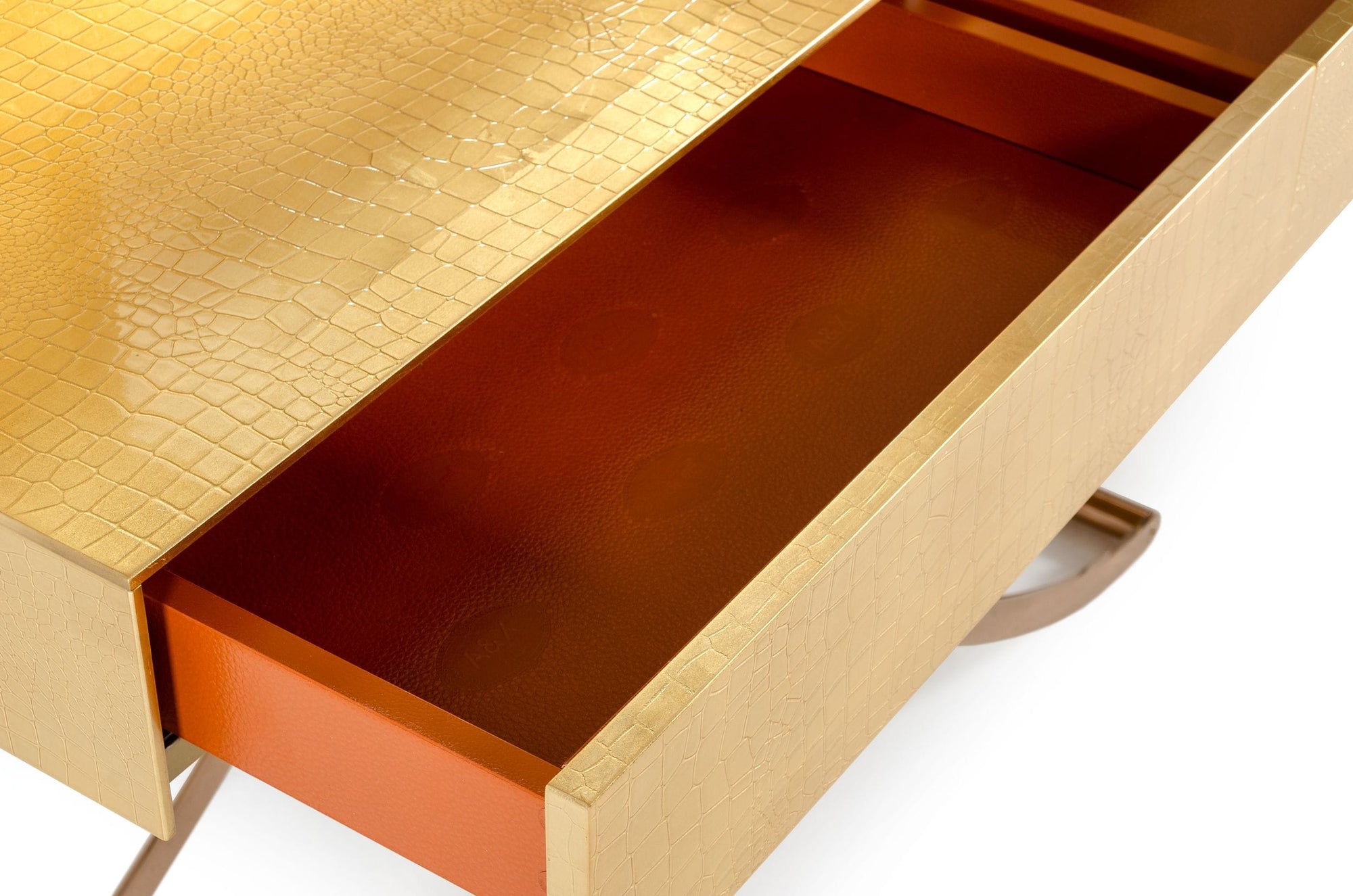 A&X Aversa Gold Crocodile Console Table & Mirror Model VGUNCK423-120-GOLD