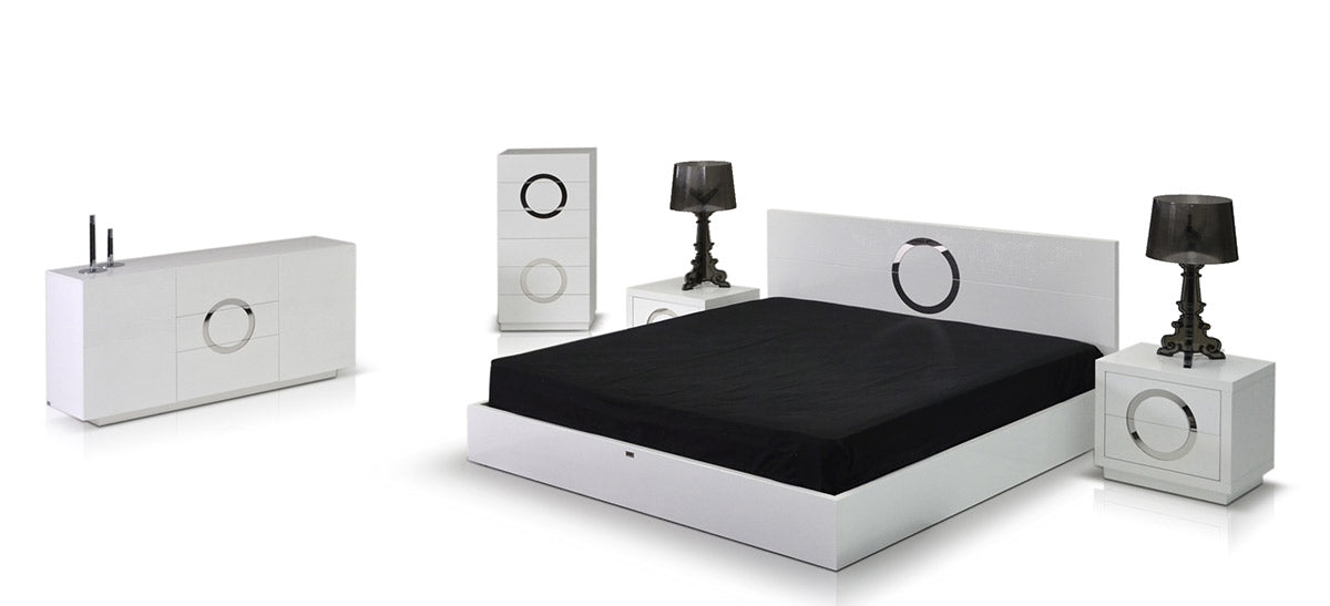 A&X Ovidius Modern White Crocodile Lacquer Bed Model VGUNAW223-180