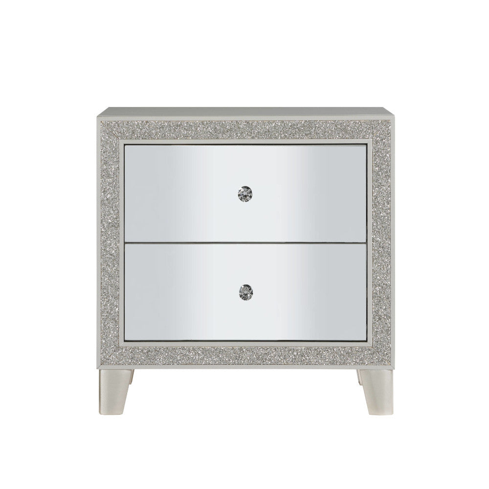 ACME Sliverfluff Mirrored & Champagne Nightstand Model BD00243