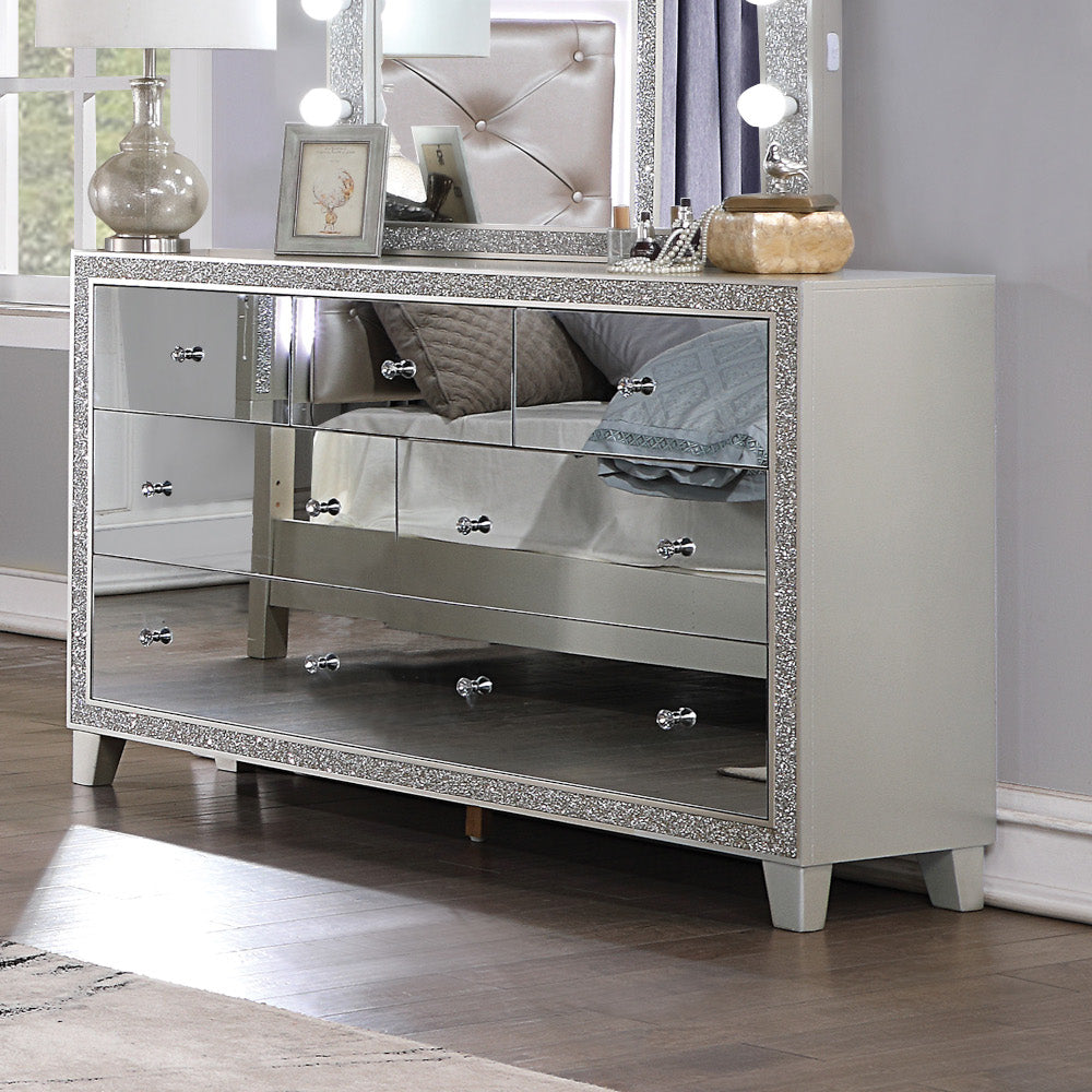 ACME Sliverfluff Mirrored & Champagne Dresser Model BD00246