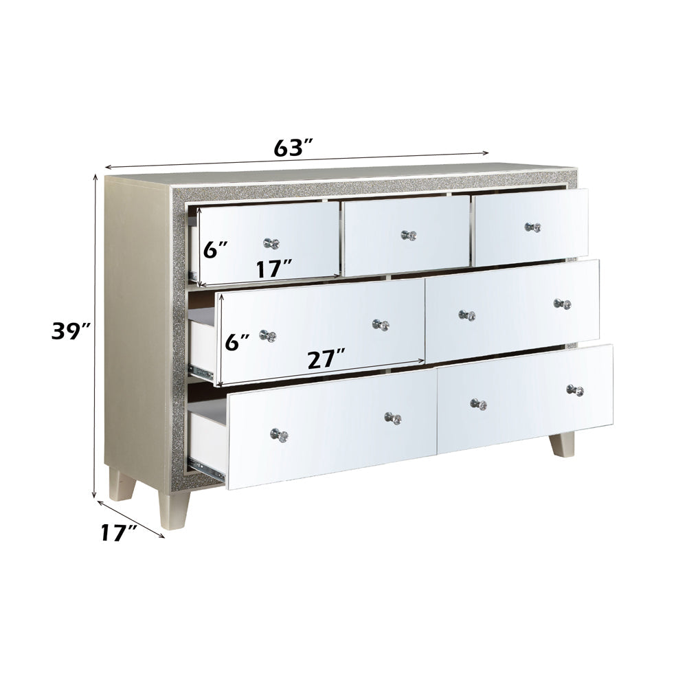 ACME Sliverfluff Mirrored & Champagne Dresser Model BD00246