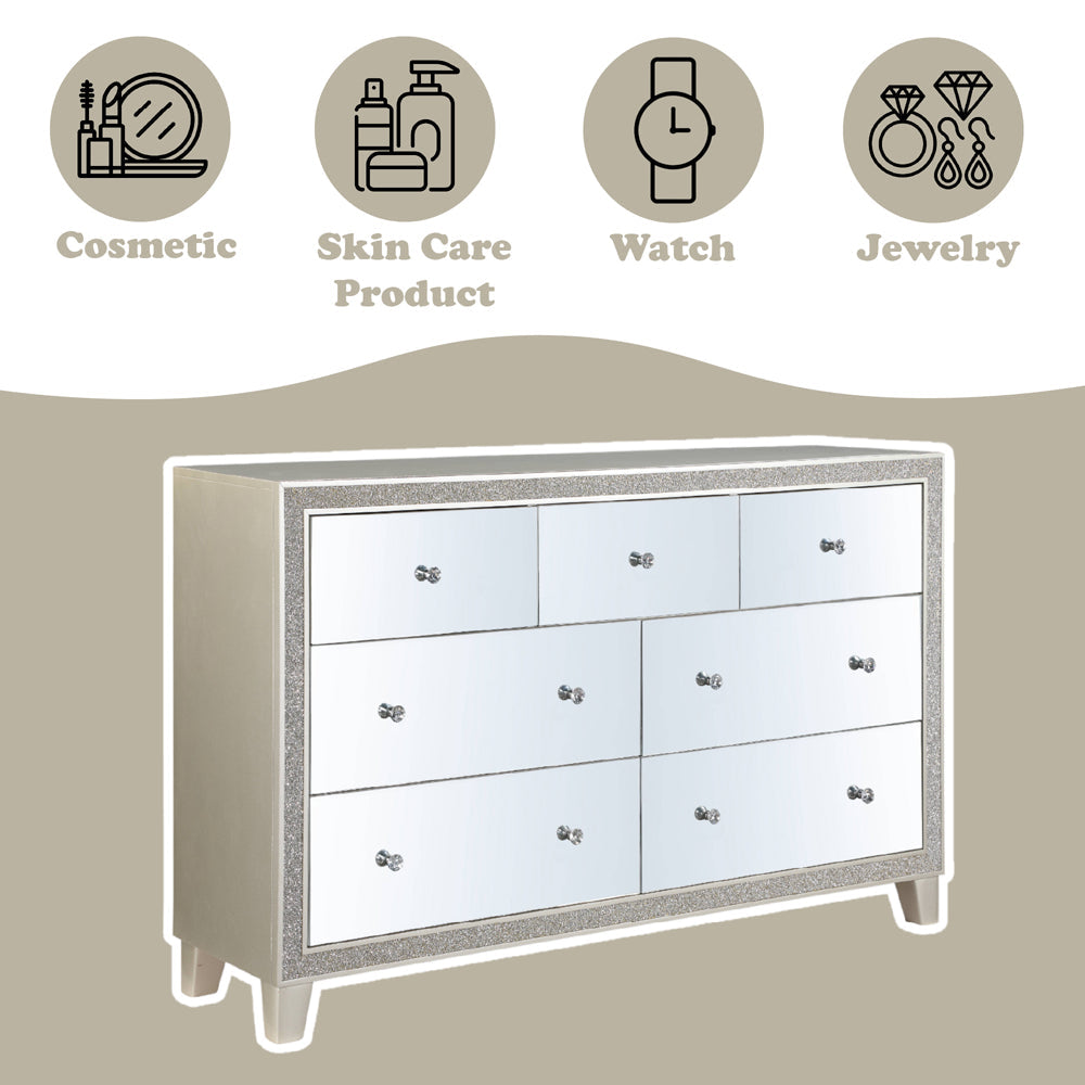 ACME Sliverfluff Mirrored & Champagne Dresser Model BD00246