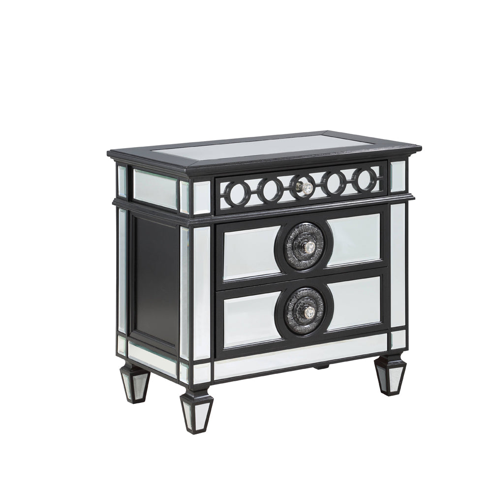ACME Varian II Mirrored Black & Silver Nightstand Model BD00585