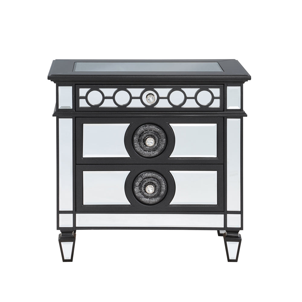 ACME Varian II Mirrored Black & Silver Nightstand Model BD00585