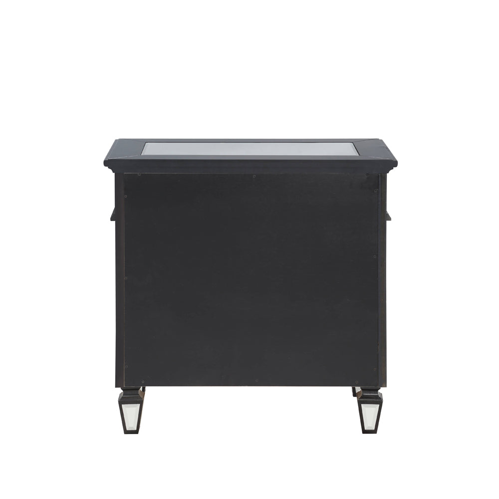 ACME Varian II Mirrored Black & Silver Nightstand Model BD00585