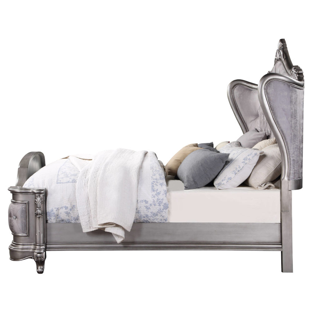 ACME Ariadne Velvet & Antique Platinum Queen Bed Model BD00603Q