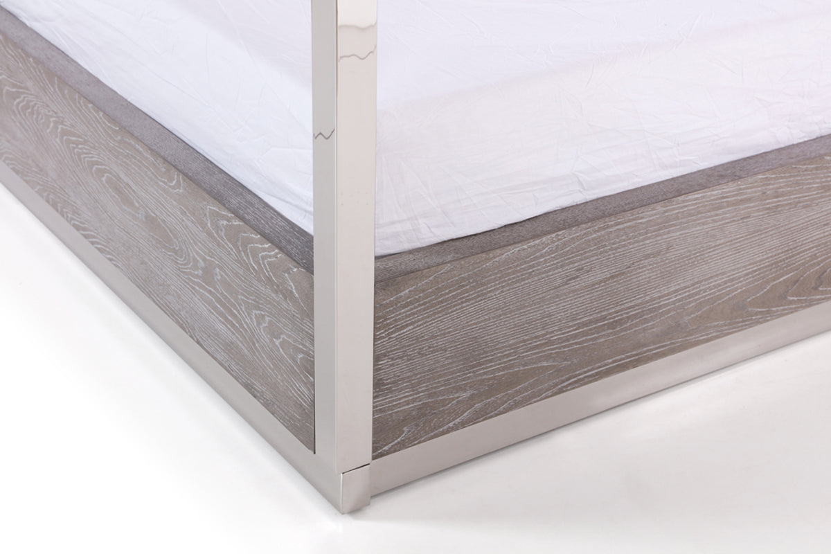 Modrest Arlene Modern Grey Elm & Stainless Steel Bedroom Set Model VGVCBD008A-SET