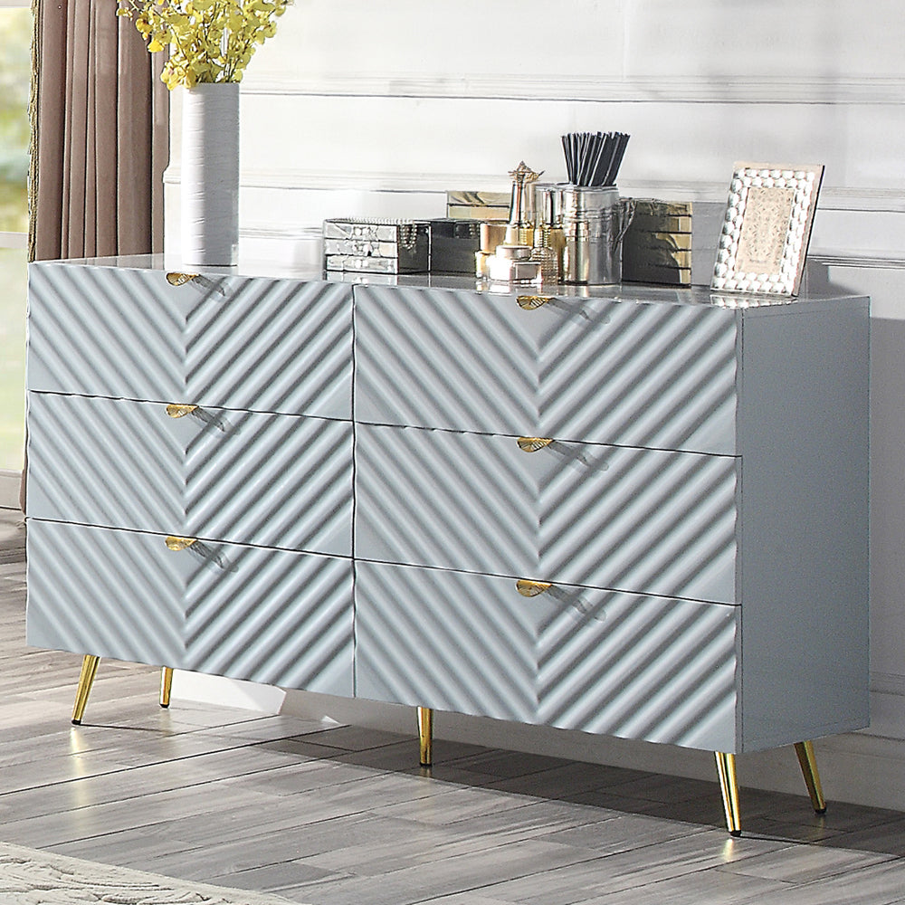 ACME Gaines Gray High Gloss Finish Dresser Model BD01043A