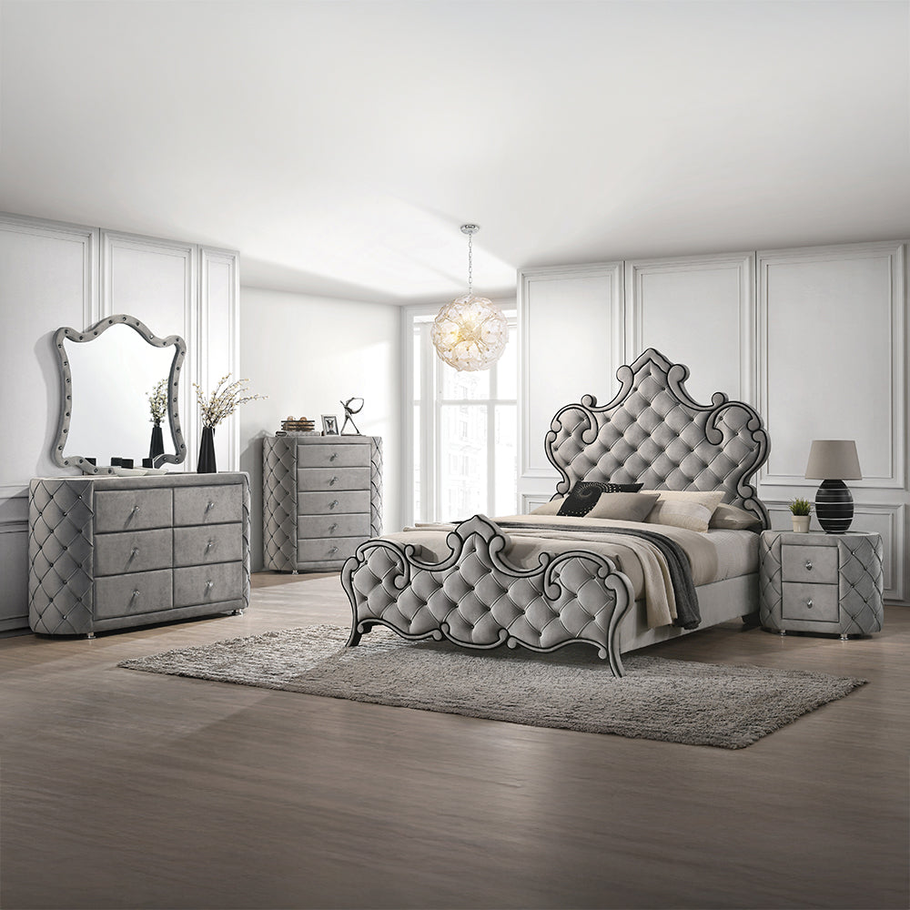 ACME Perine Gray Velvet Dresser Model BD01065