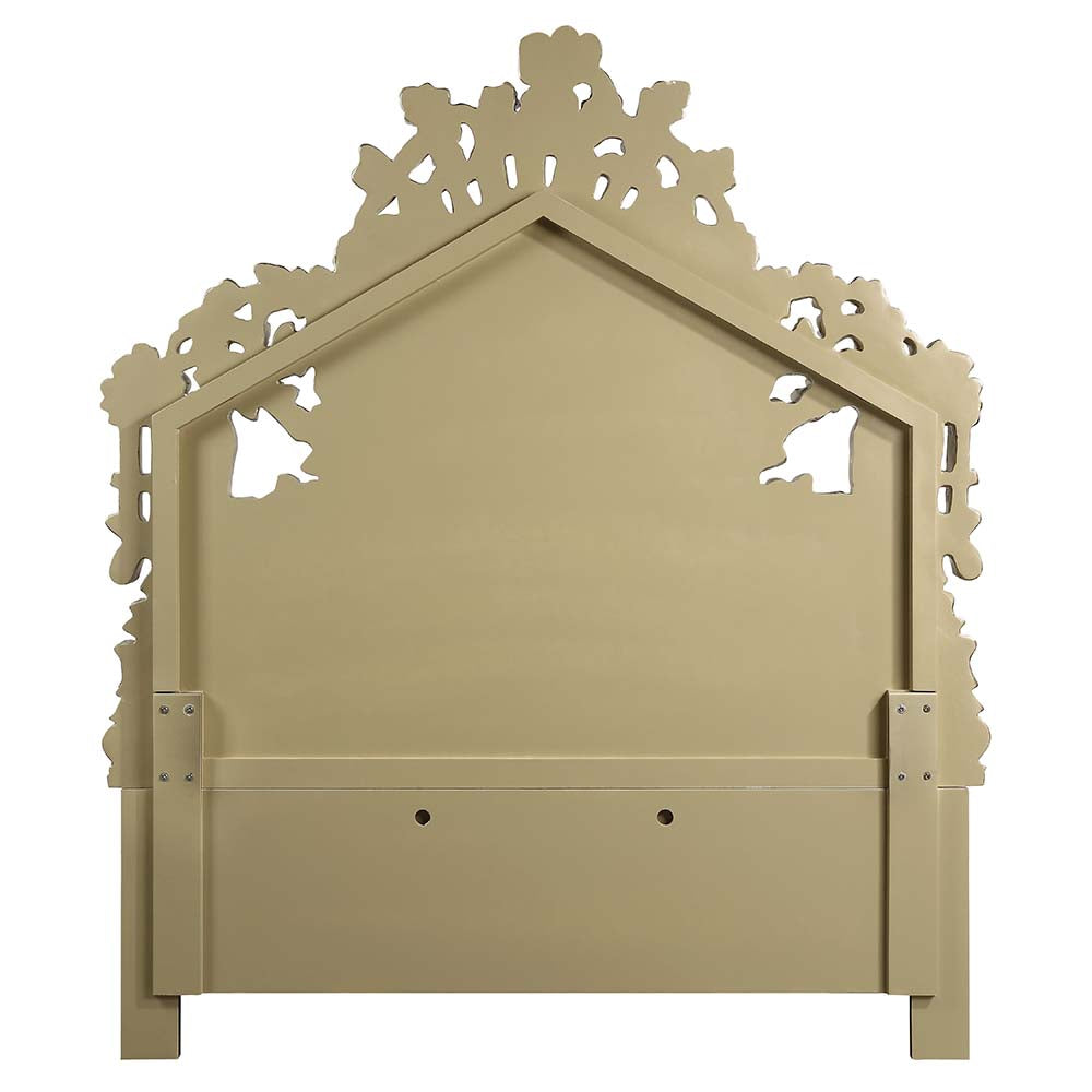 ACME Bernadette White Synthetic Leather & Gold Eastern King Bed Model BD01474EK
