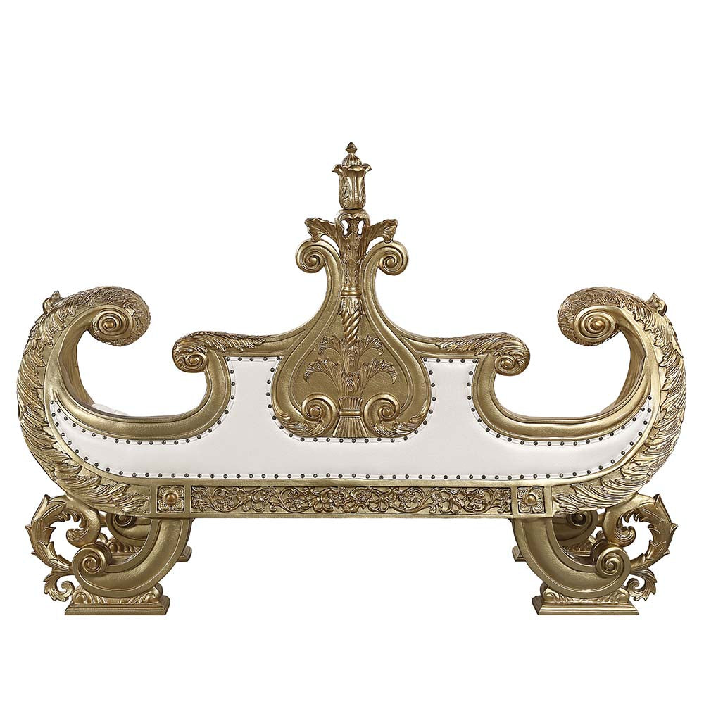 ACME Bernadette White Synthetic Leather & Gold Bench Model BD01480