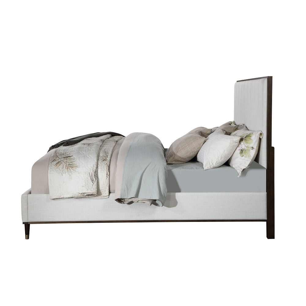 ACME Carena Light Gray Fabric White & Walnut Queen Bed Model BD02027Q