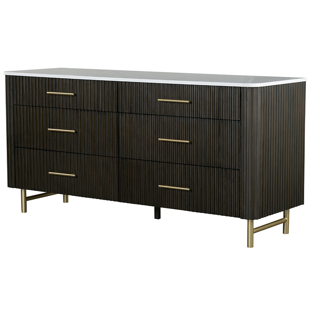 ACME Clayten Engineering Marble Top & Espresso Dresser with Marble Top Model BD04095