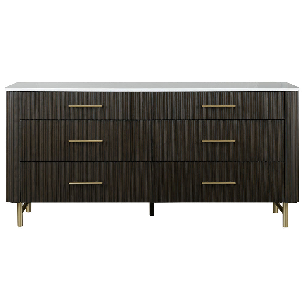 ACME Clayten Engineering Marble Top & Espresso Dresser with Marble Top Model BD04095