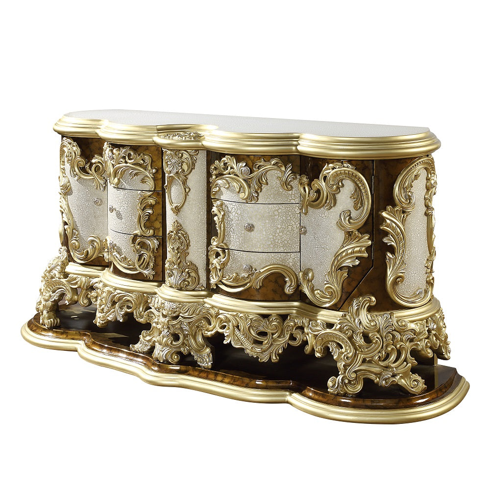 ACME Desiderius Antique Gold & Hand Paint Brown Dresser Model BD20005