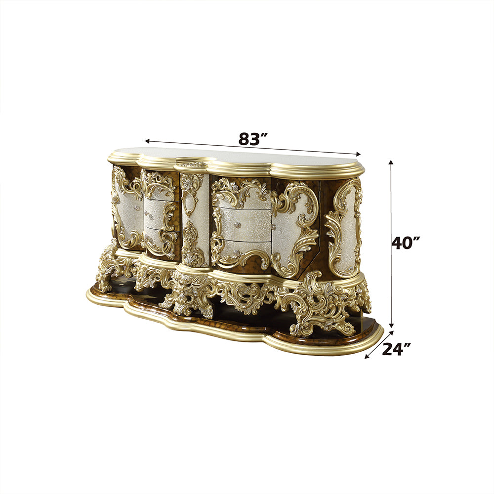 ACME Desiderius Antique Gold & Hand Paint Brown Dresser Model BD20005
