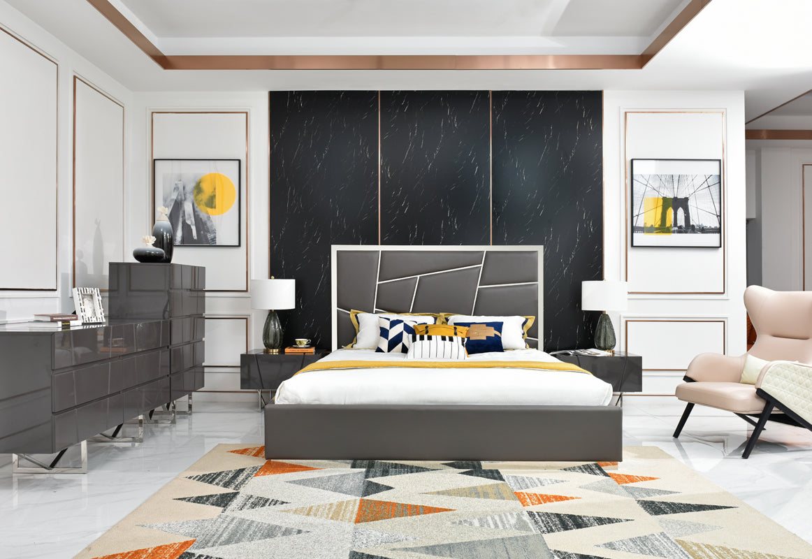 Modrest Chrysler Modern Grey Bedroom Set Model VGVCBD8978-SET-GRY