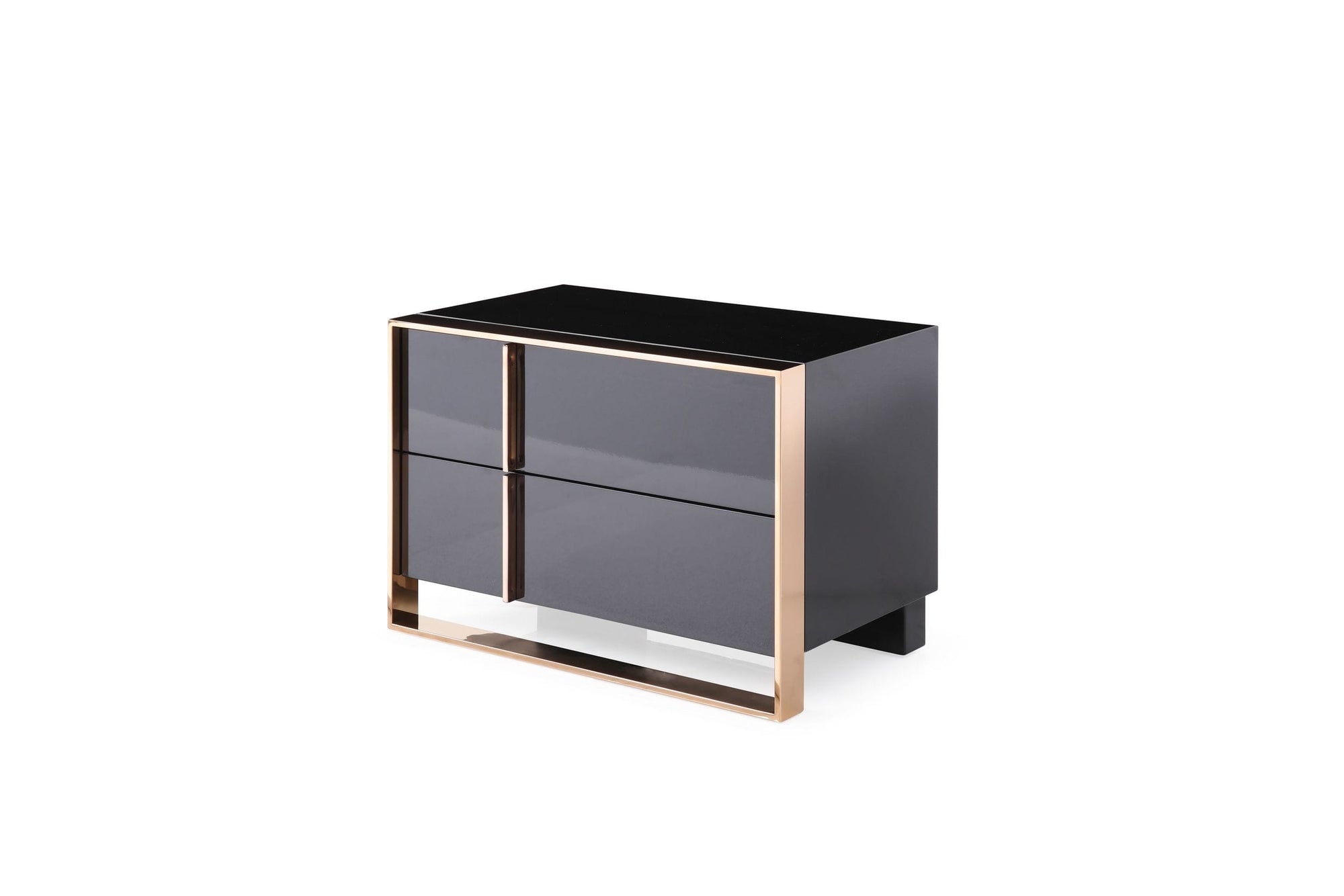 Modrest Cartier Queen Modern Black & Rose Gold Bed With Nightstands Model VGVCBD-A002-BLK-BED-2NS-SET-Q