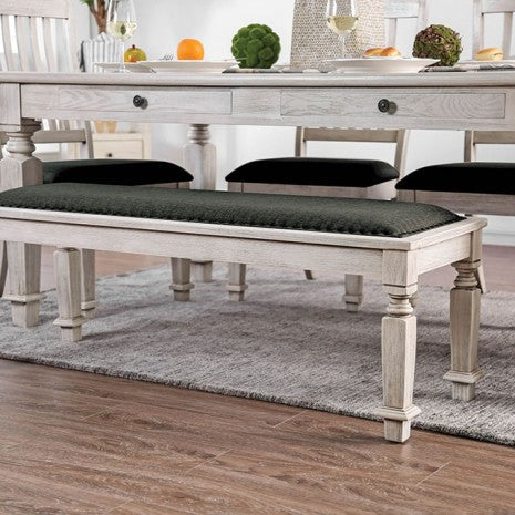 Furniture of America Georgia Antique White/Gray Transitional Bench Model CM3089BN