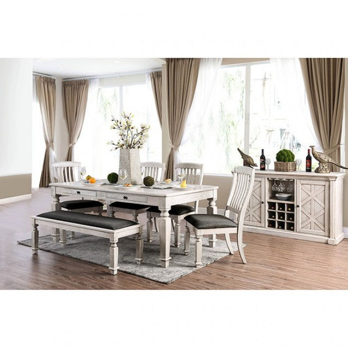 Furniture of America Georgia Antique White/Gray Transitional Bench Model CM3089BN