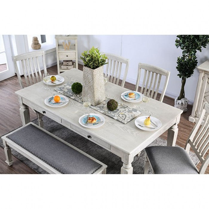 Furniture of America Georgia Antique White/Gray Transitional Bench Model CM3089BN