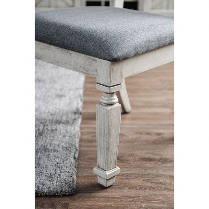 Furniture of America Georgia Antique White/Gray Transitional Bench Model CM3089BN