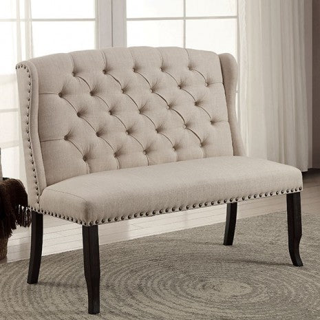 Furniture of America Sania Antique Black/Beige Rustic Bench Model CM3324BK-BN