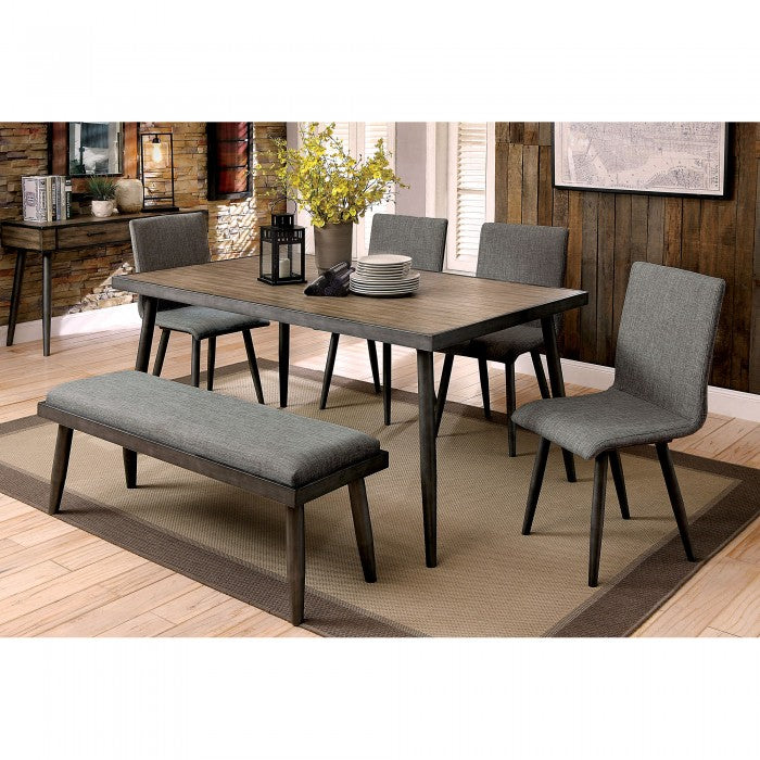 Furniture of America Vilhelm Gray Mid-Century Modern Bench Model CM3360BN