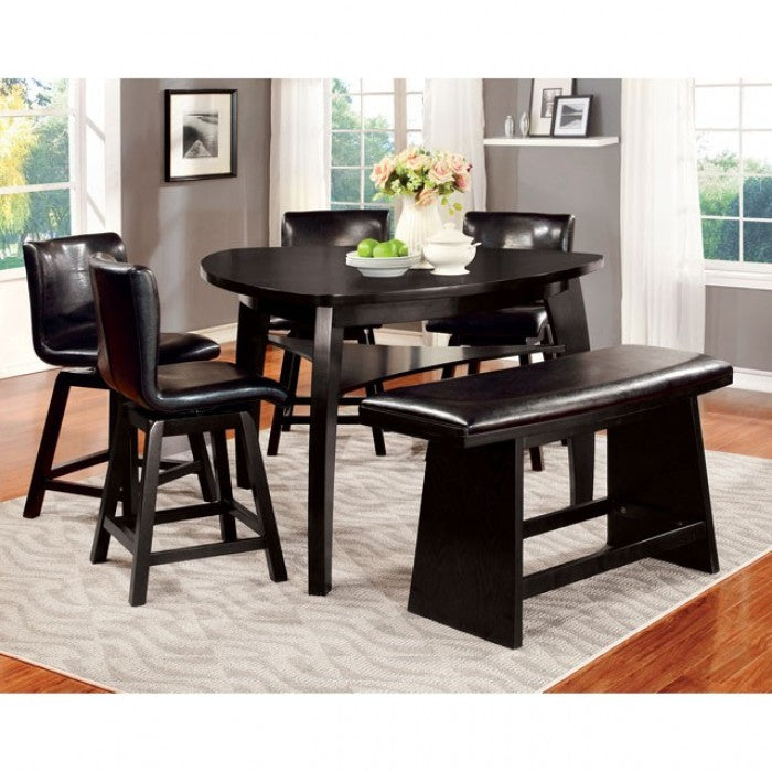 Furniture of America Hurley Black Contemporary Counter Ht. Bench Model CM3433PBN