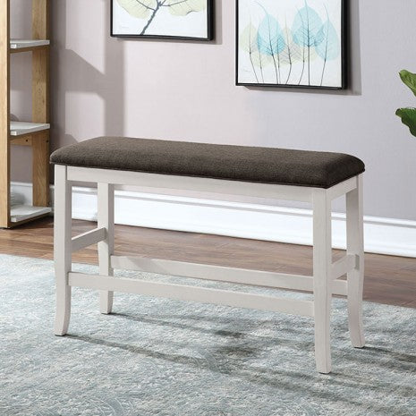 Furniture of America Heidelberg Off-White/Dark Gray Transitional Counter Ht. Bench Model CM3498PBN