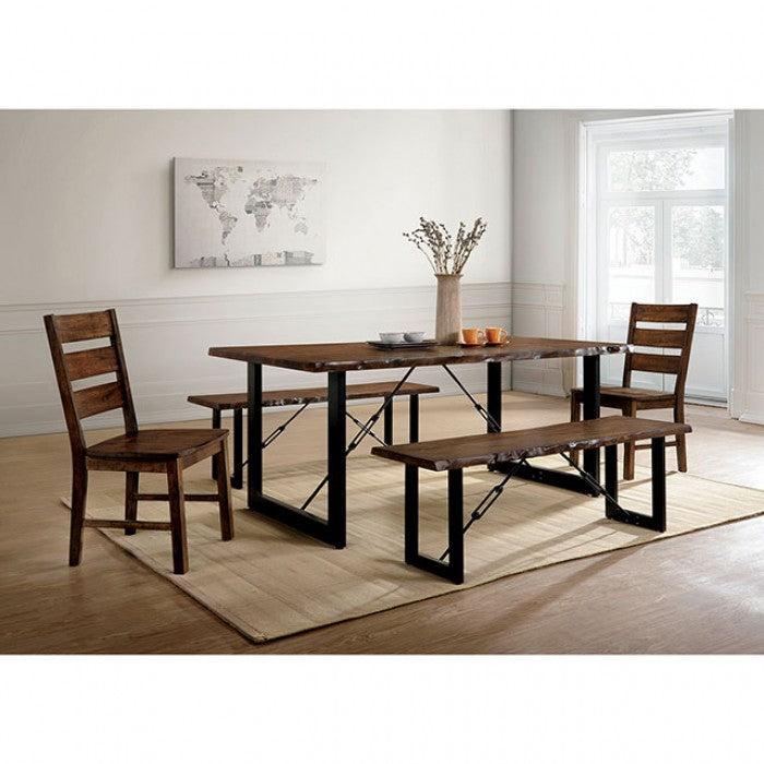 Furniture of America Dulce Walnut/Black Industrial Bench Model CM3604BN