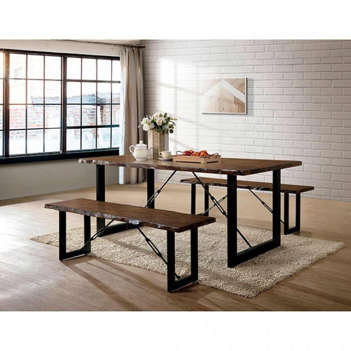 Furniture of America Dulce Walnut/Black Industrial Bench Model CM3604BN