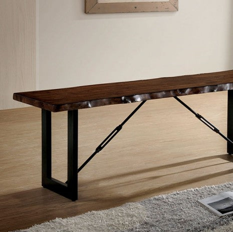 Furniture of America Dulce Walnut/Black Industrial Bench Model CM3604BN