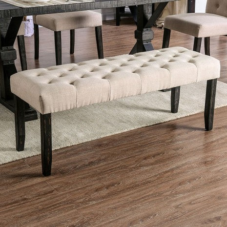 Furniture of America Alfred Antique Black/Ivory Rustic Bench Model CM3735IV-BN
