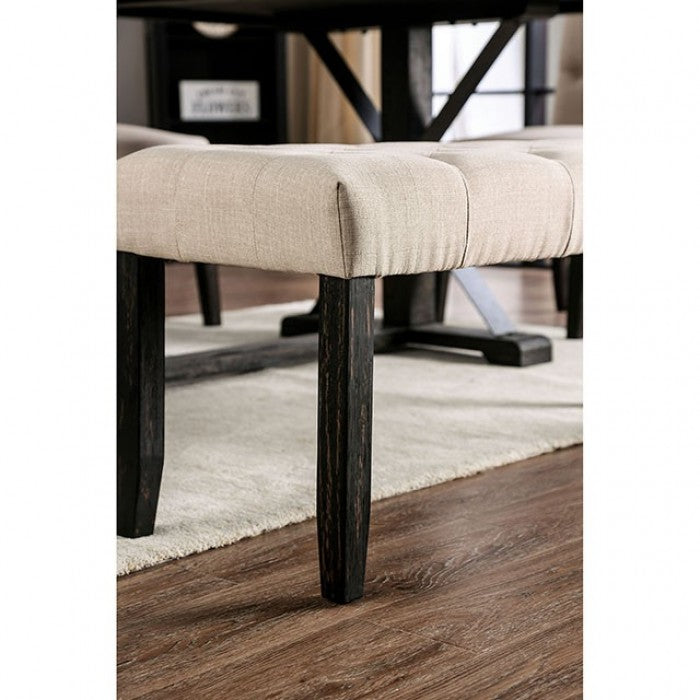 Furniture of America Alfred Antique Black/Ivory Rustic Bench Model CM3735IV-BN