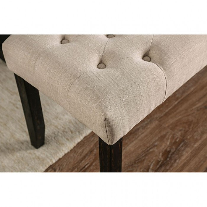 Furniture of America Alfred Antique Black/Ivory Rustic Bench Model CM3735IV-BN