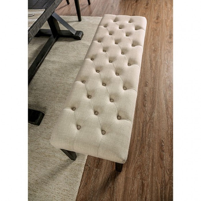 Furniture of America Alfred Antique Black/Ivory Rustic Bench Model CM3735IV-BN