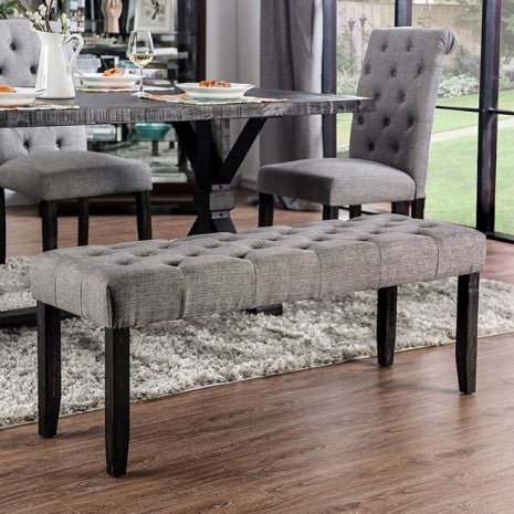 Furniture of America Alfred Antique Black/Light Gray Rustic Bench Model CM3735LG-BN